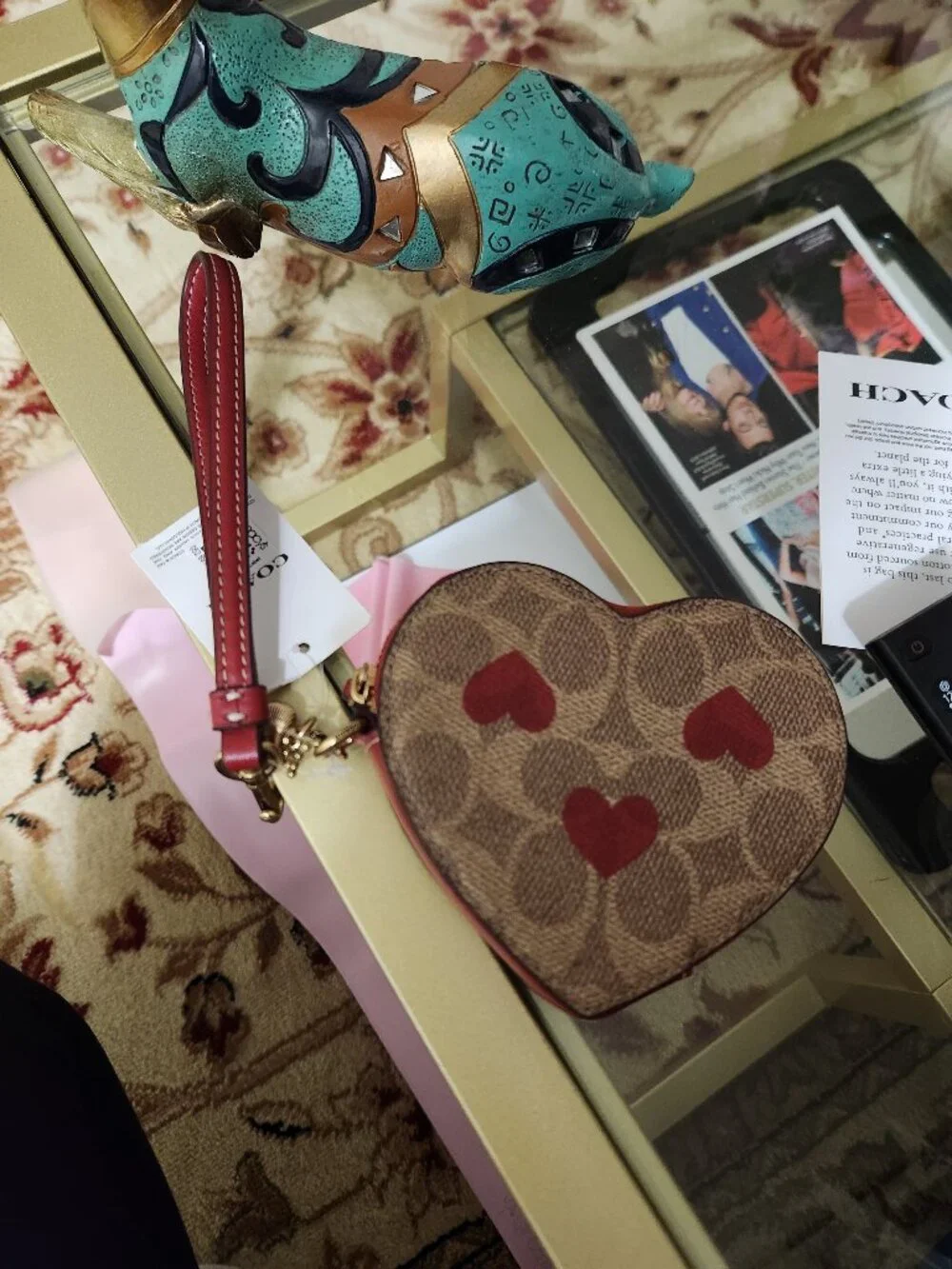Coach Signature Heart Wristlet / Change Purse NWT
